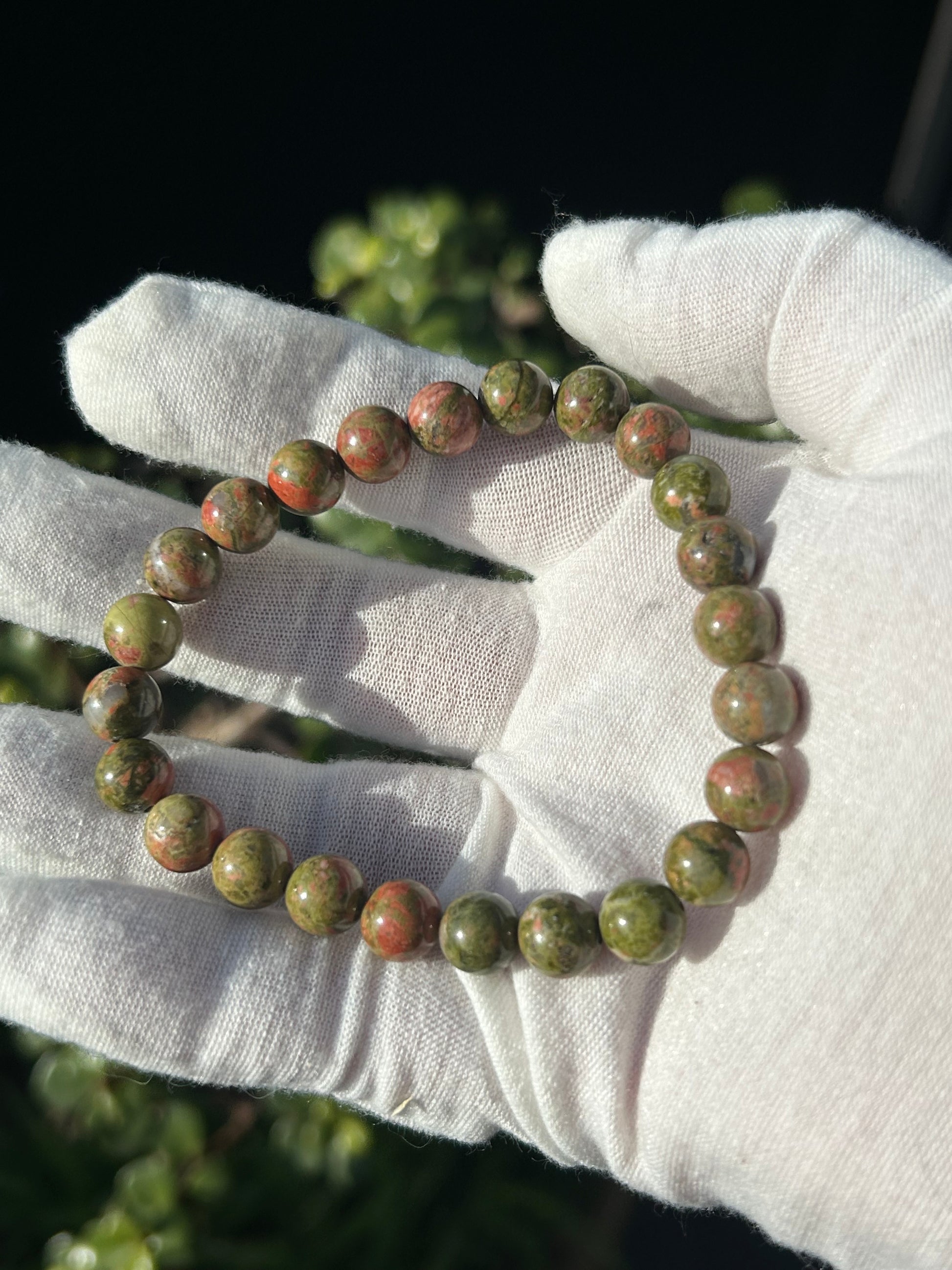 Unakite Bead Bracelet