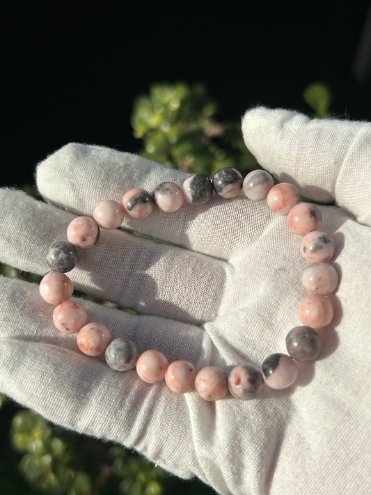 Pink Zebra Jasper Bead Bracelet