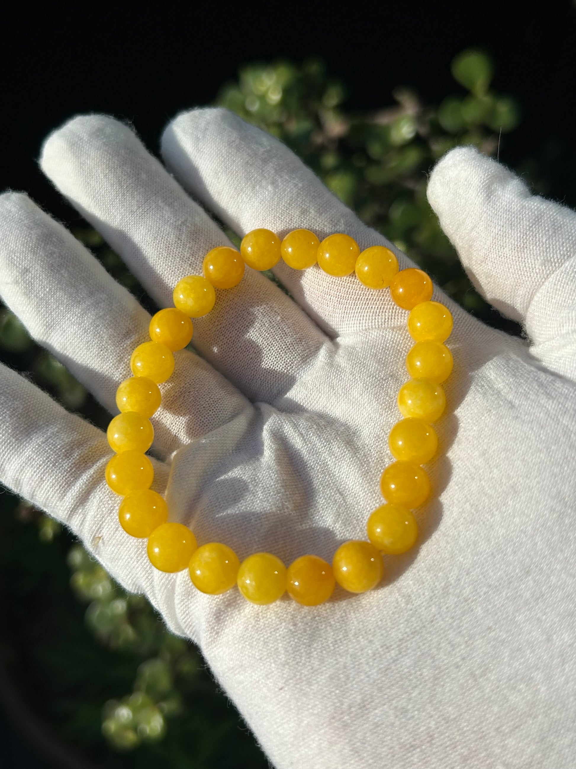 Yellow Jade Bead Bracelet