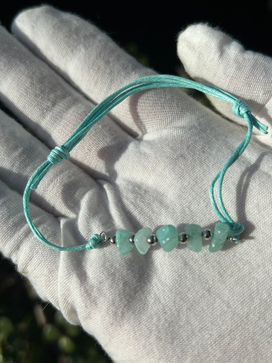 Amazonite chip adjustable bracelet