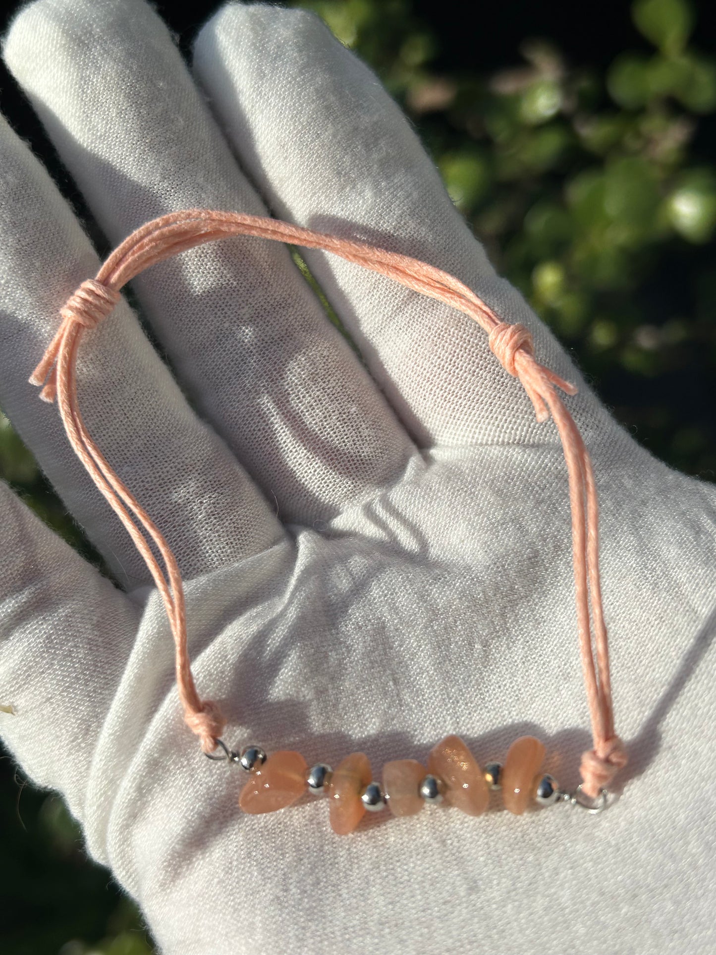 Sunstone chip adjustable cord bracelet