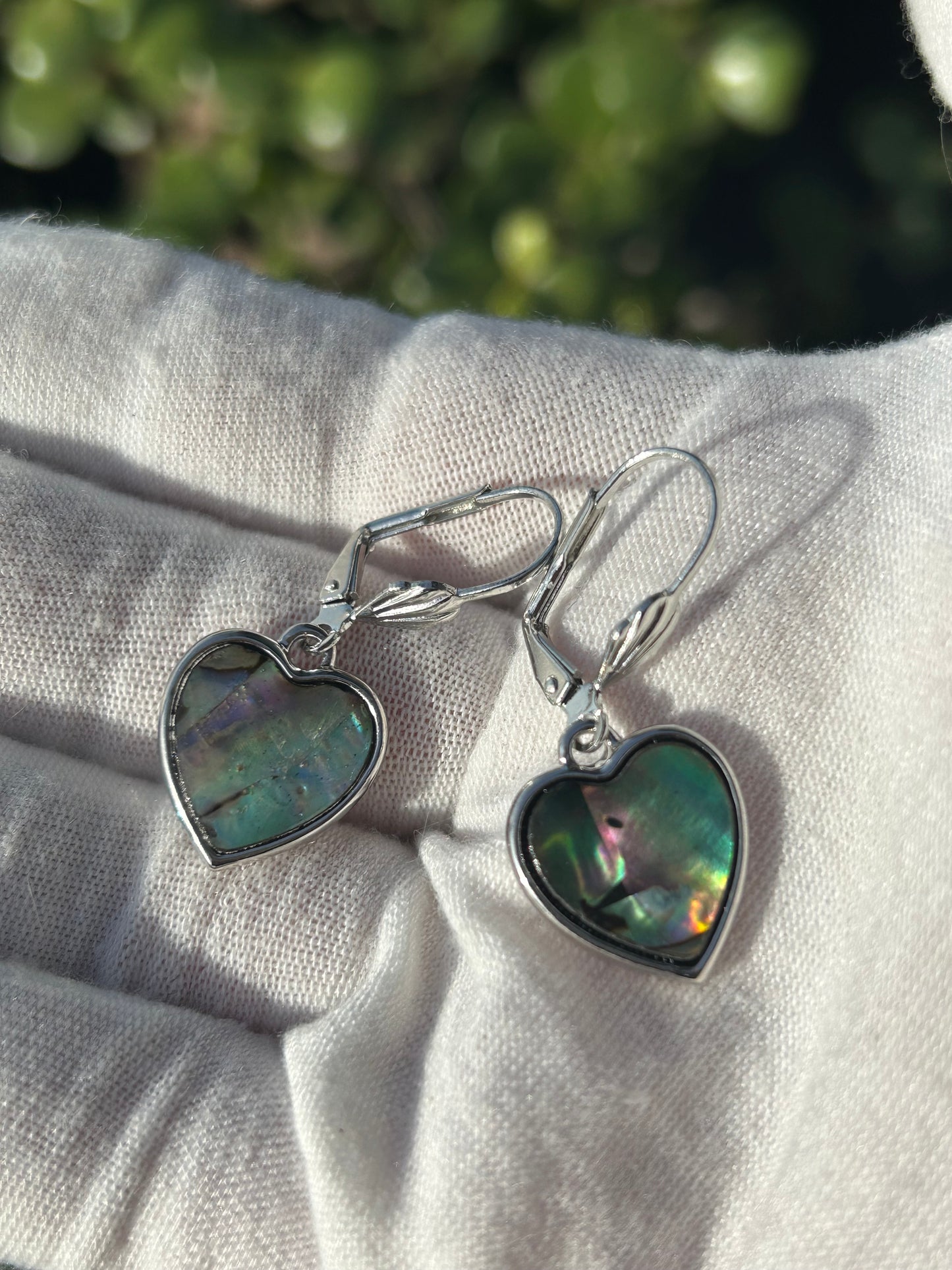 Paua/Abalone Shell Heart Earrings