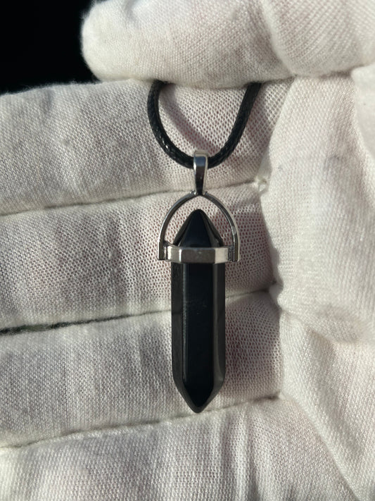 Black Obsidian double point pendant