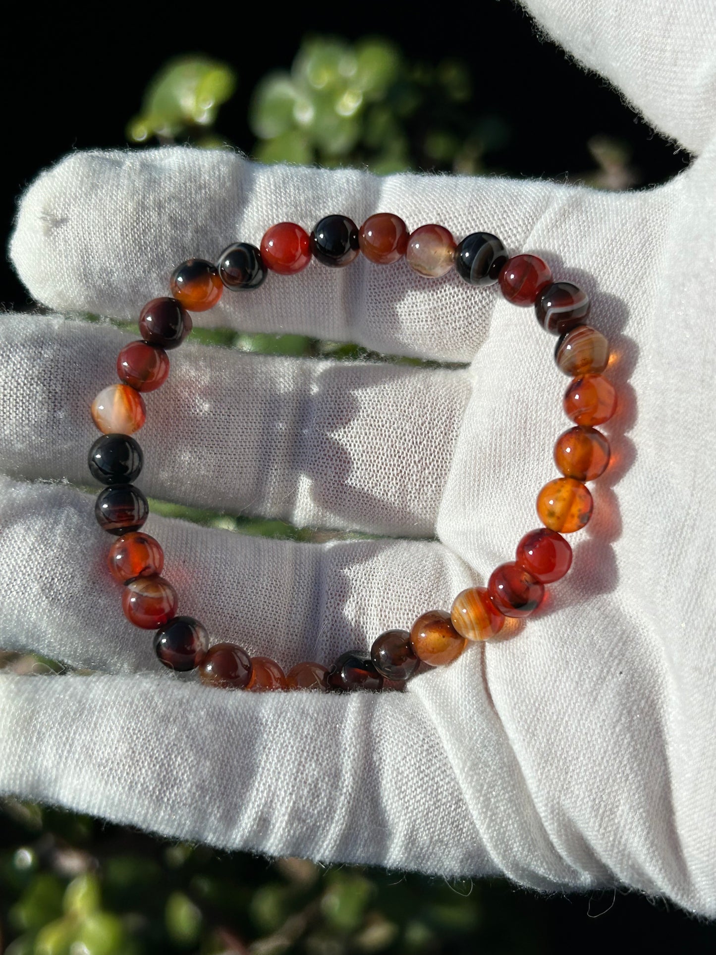 Carnelian  polished Crystal Bead Bracelet