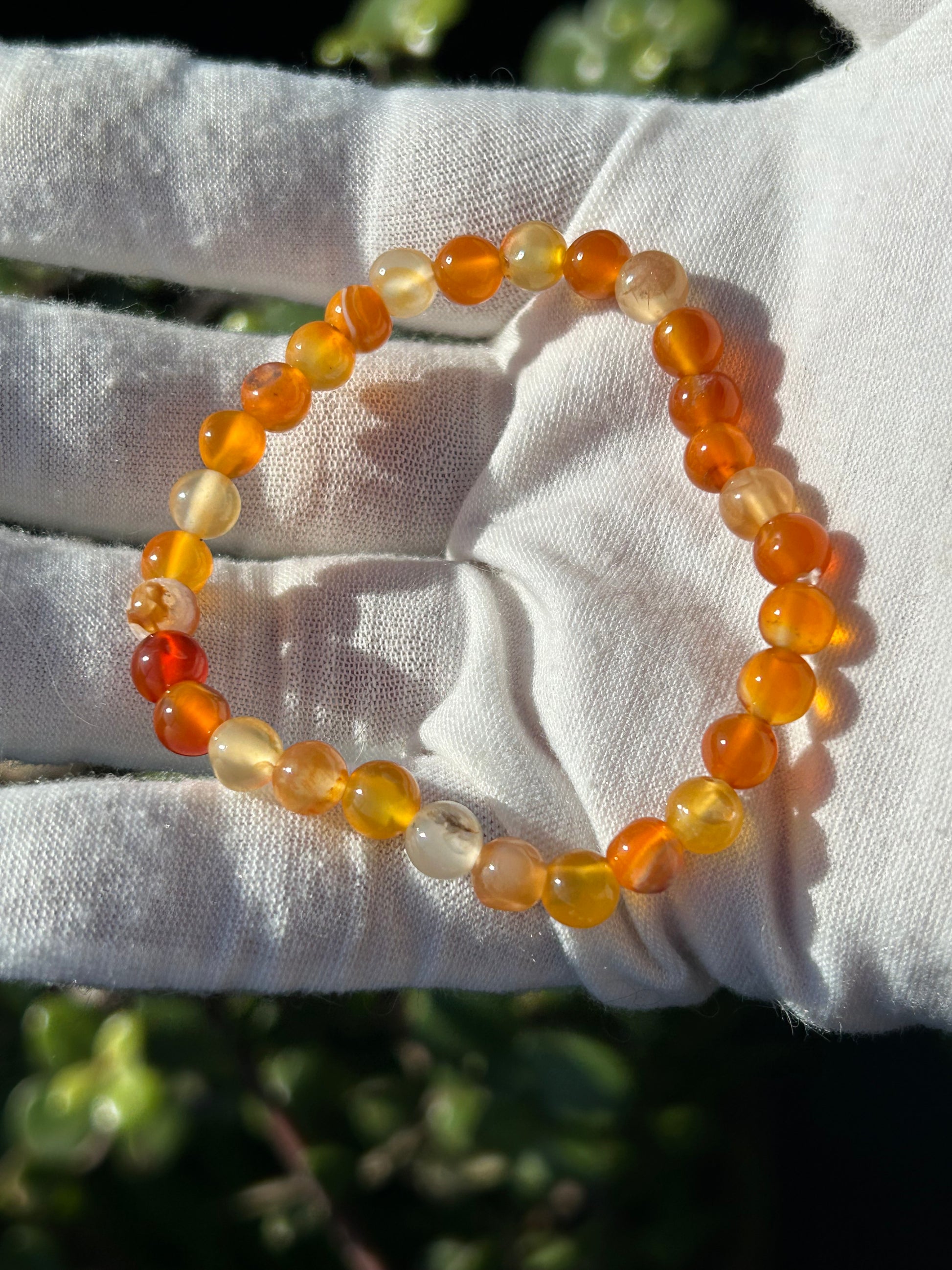 orange Sardonyx Crystal Bead Bracelet