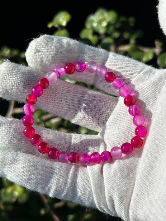 Pink Sardonyx Crystal Bead Bracelet