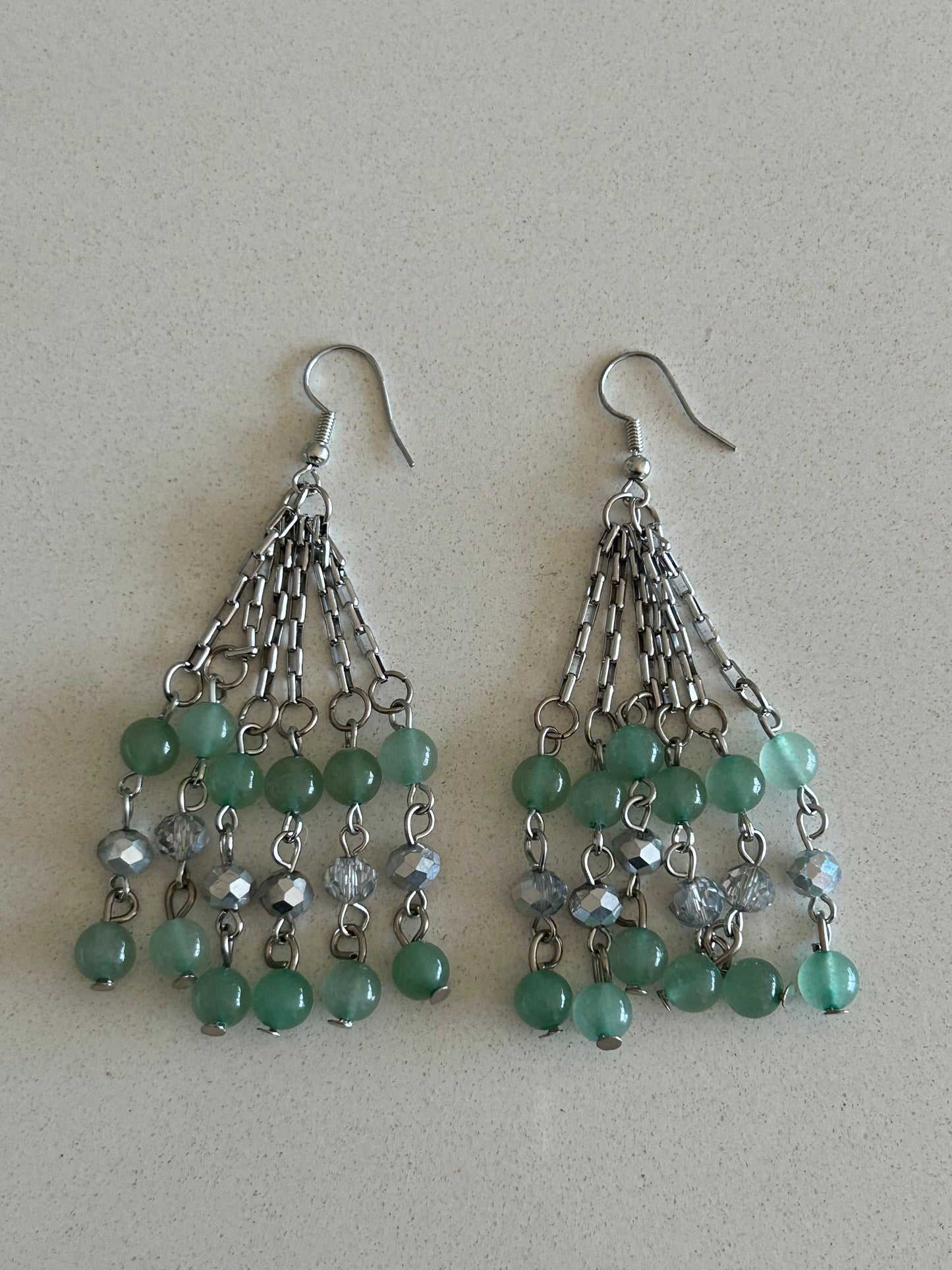 Green Aventurine Tassel Drop Earrings