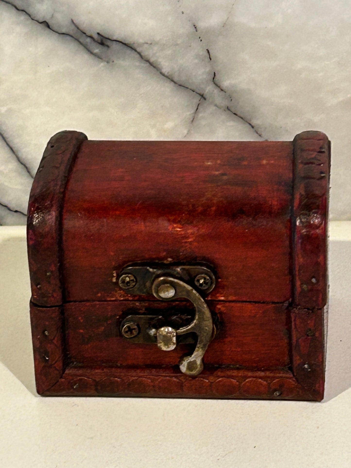 Treasure Chest Vintage Style Red Stain Wood