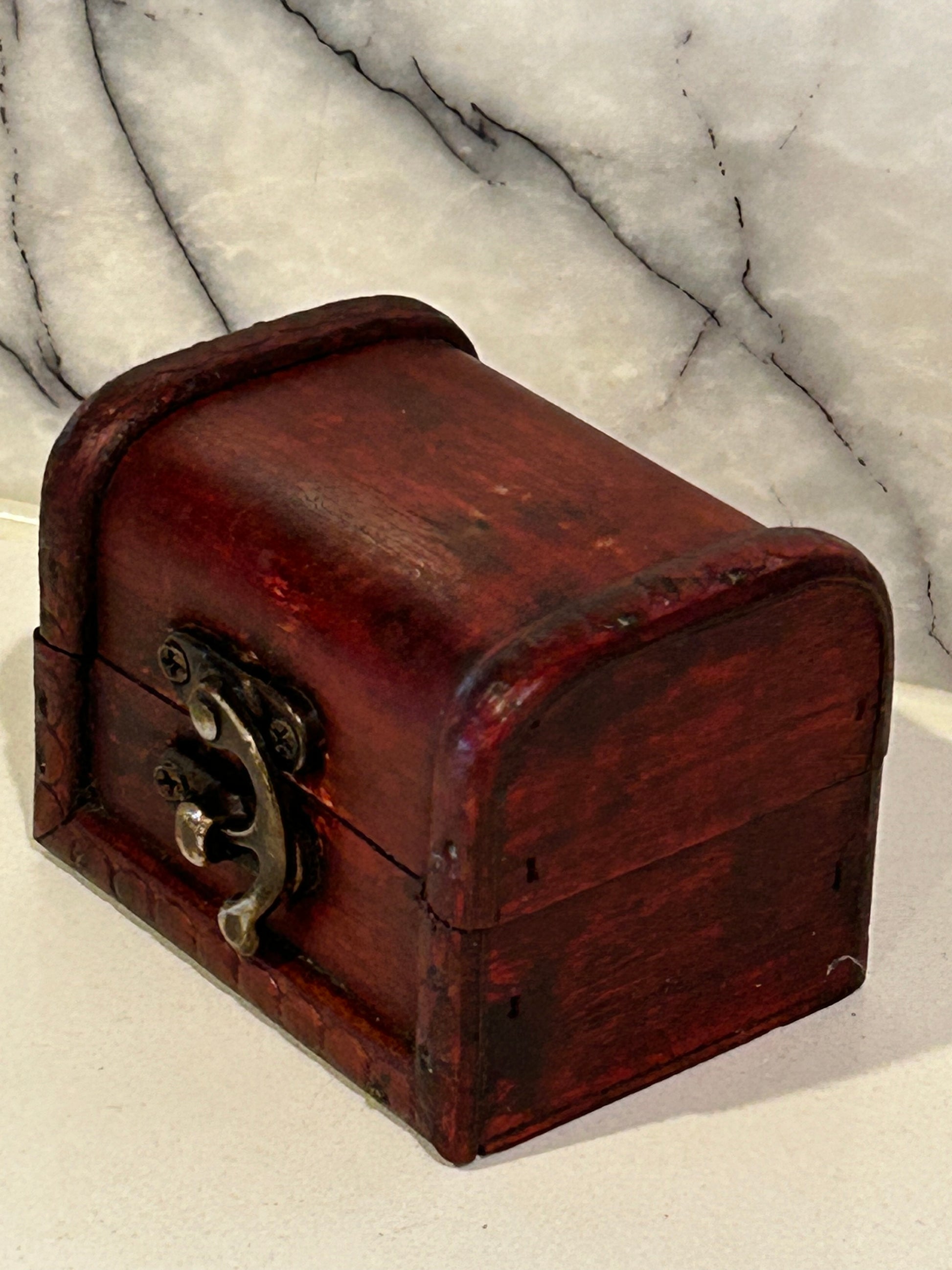 Treasure Chest Vintage Style Red Stain Wood