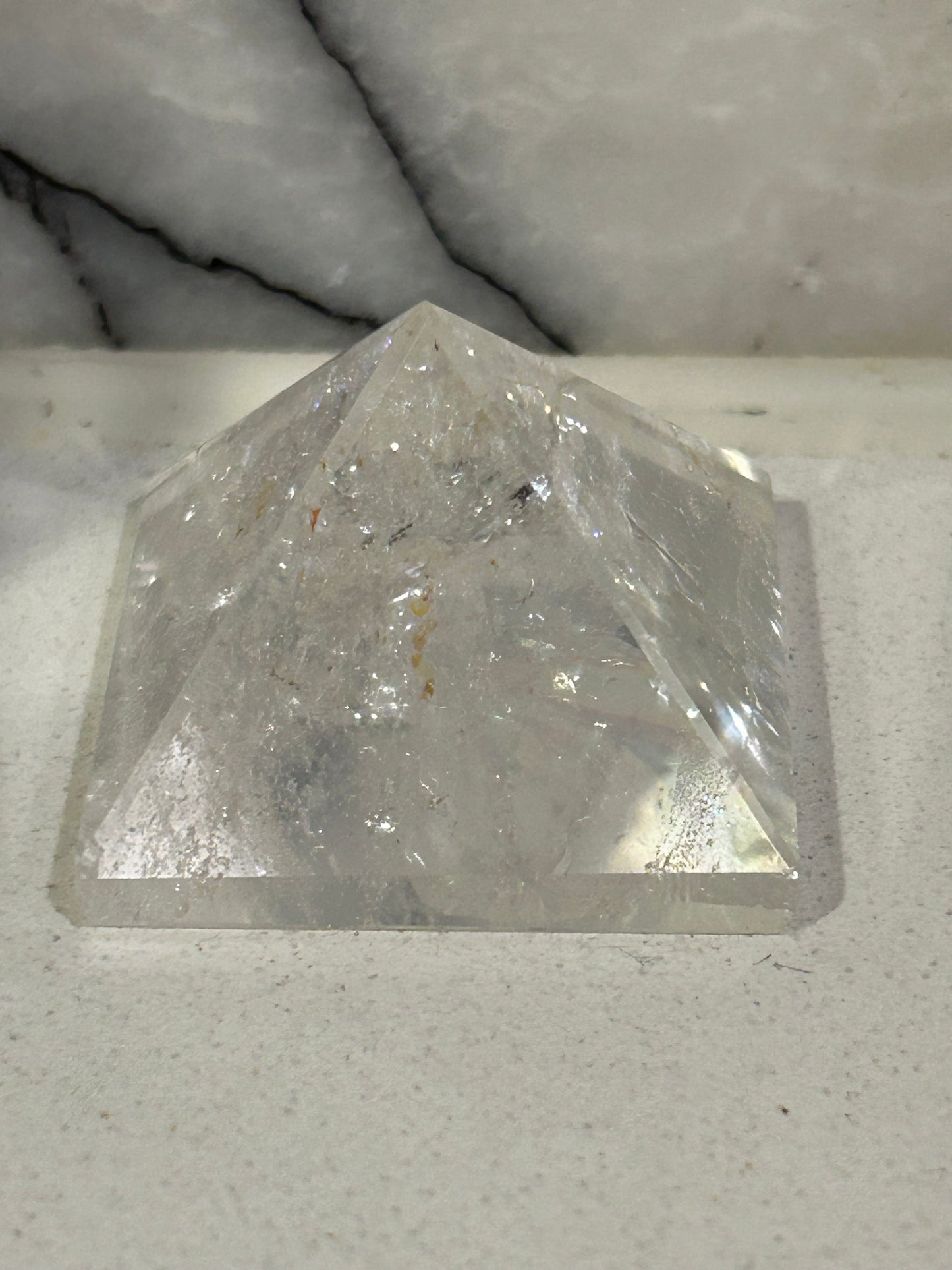 Clear quartz crystal pyramid