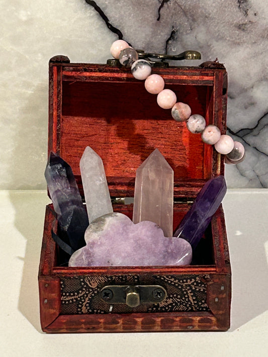 Peaceful Sleep Treasure Box with mixed crystals