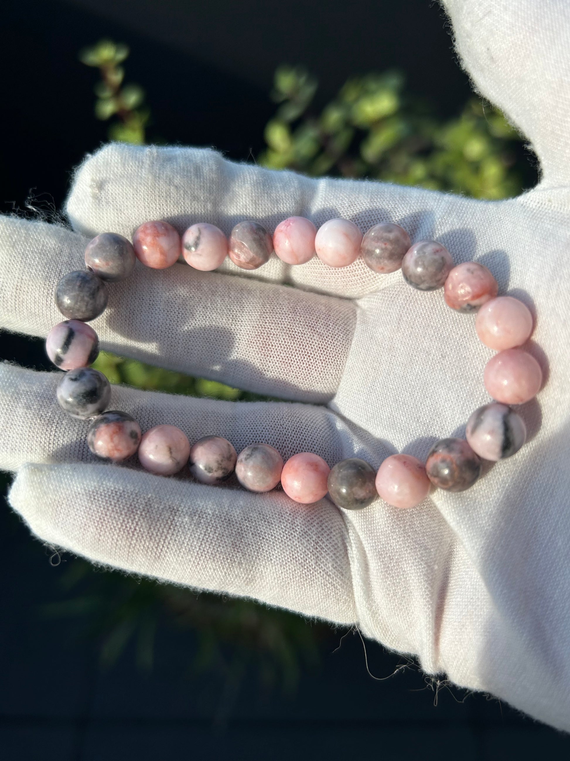 Pink Zebra Jasper Bead Bracelet