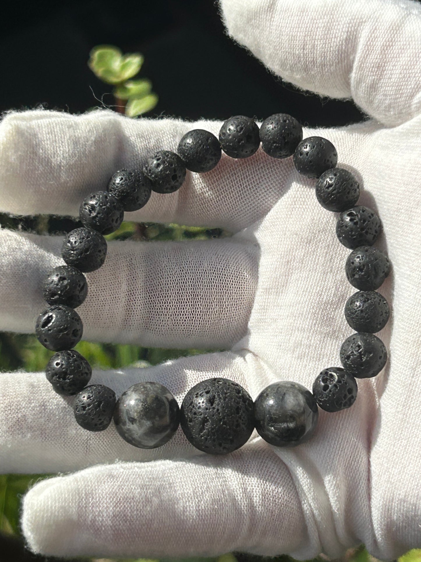 Lava Rock and Labradorite bead bracelet