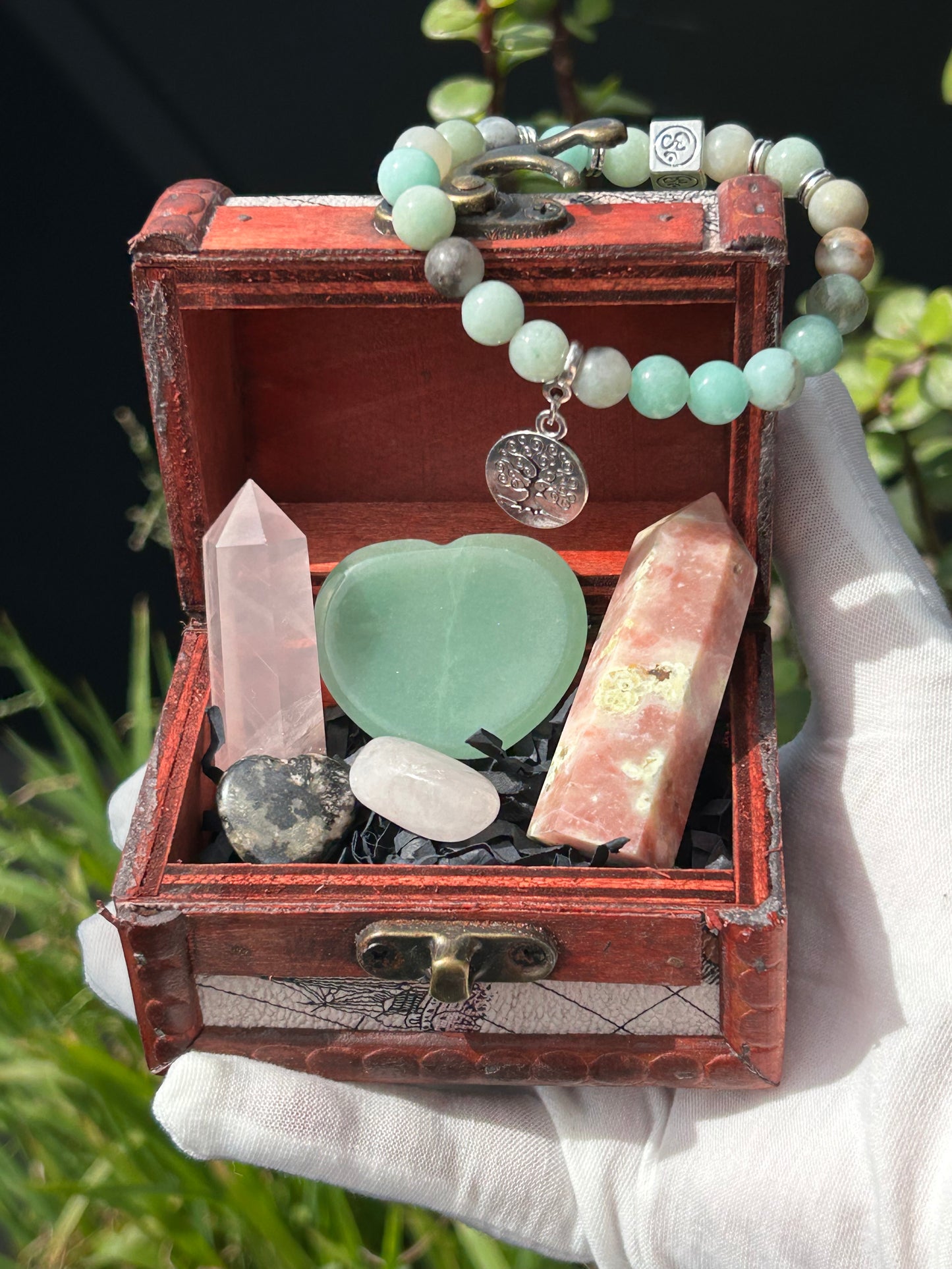 Treasure chest with variety of gemstones