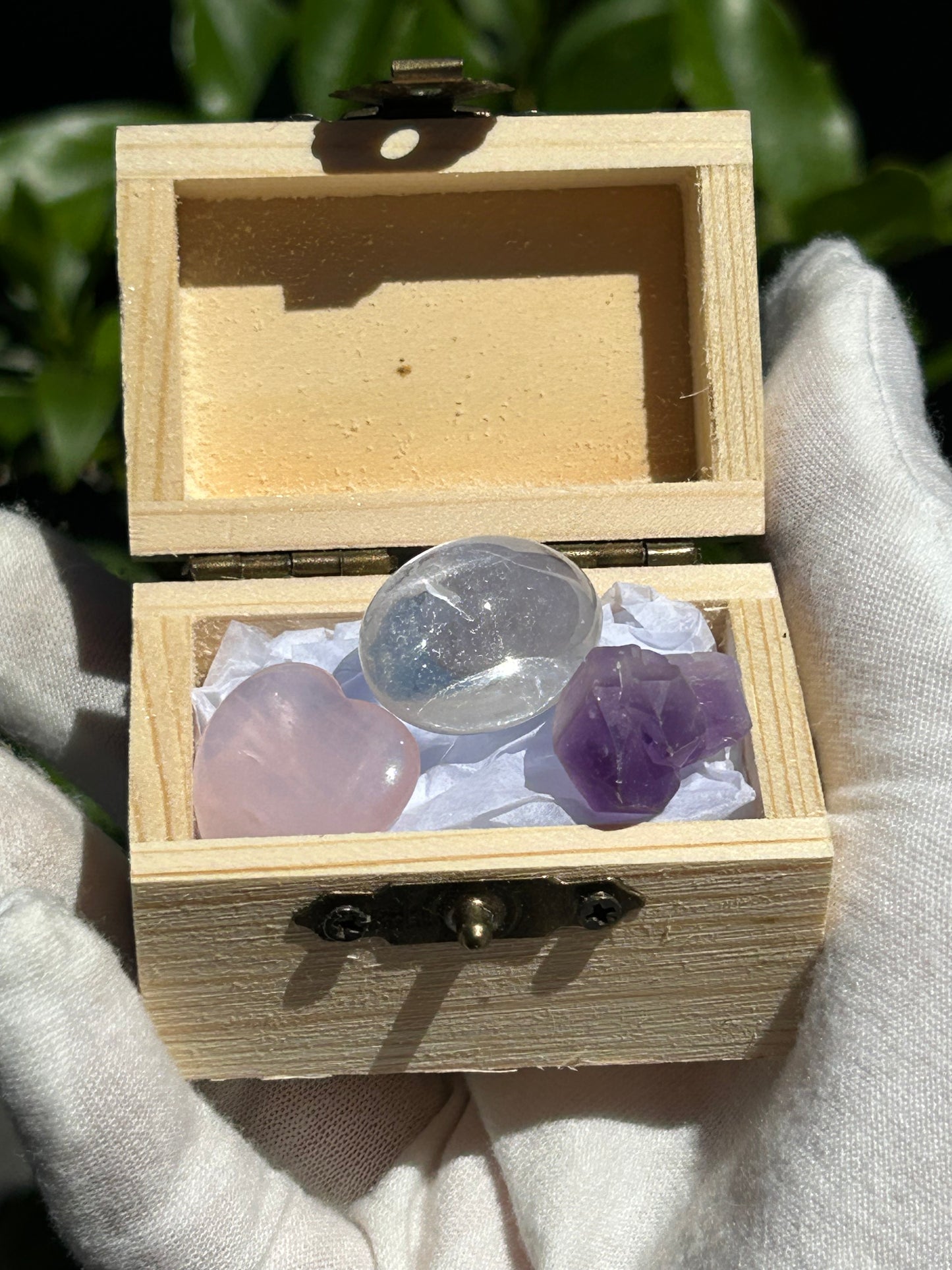 Mini Treasure Chest - Rose Quartz, Clear Quartz & Amethyst