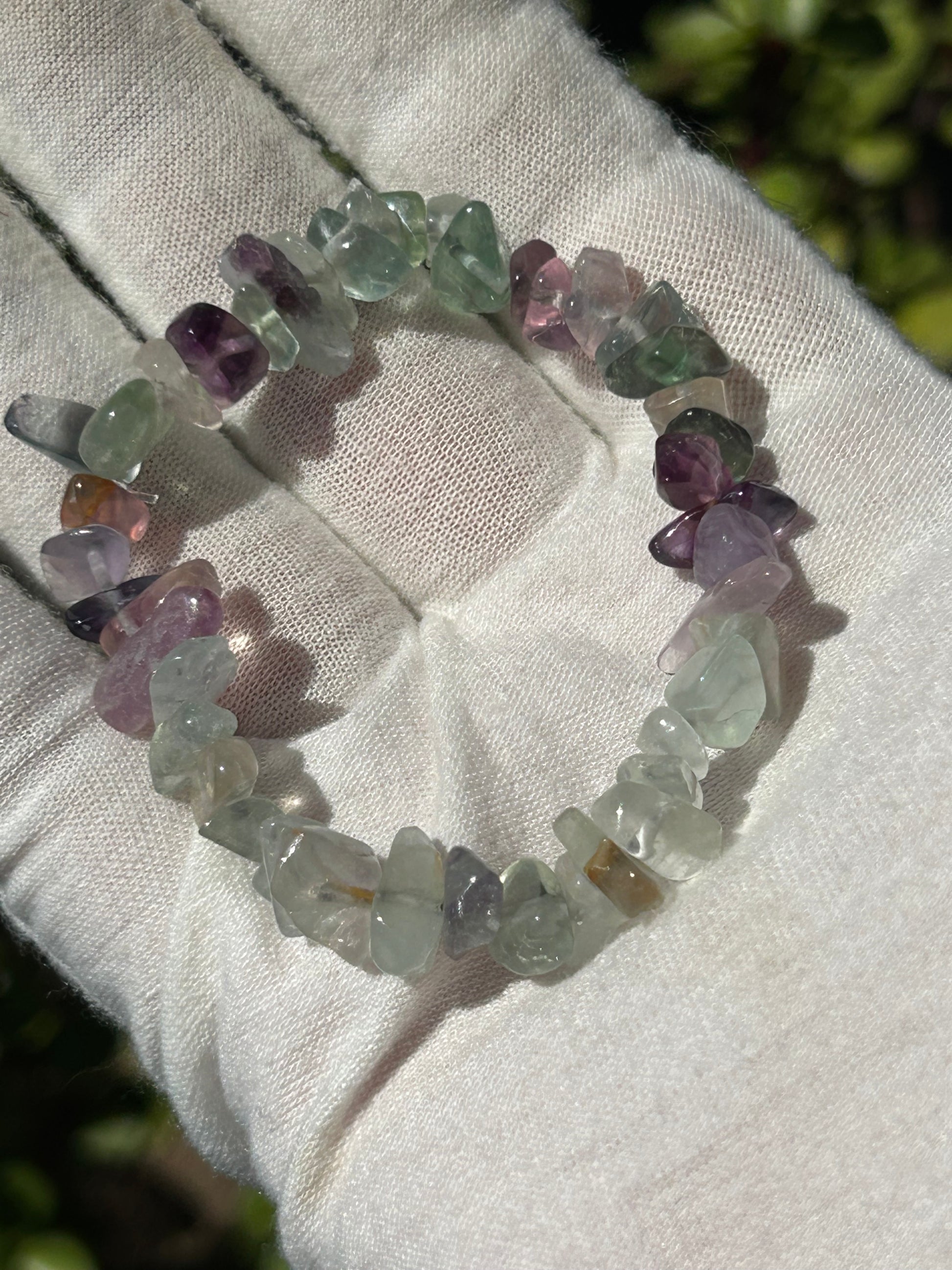 Rainbow Fluorite Crystal Chip Bracelet – Curio Online Collections