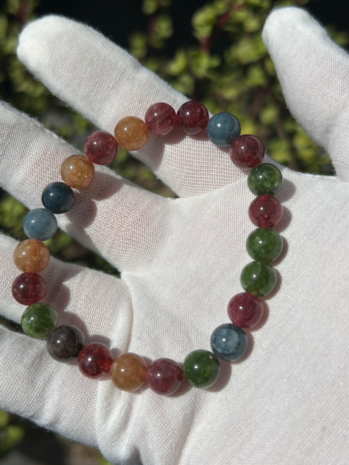 Rainbow Tourmaline Bead Bracelet